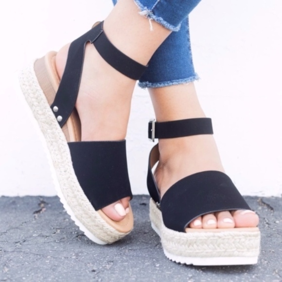 HELLO SPRING Comfy Wedges - BLACK     - Picture 3 of 5